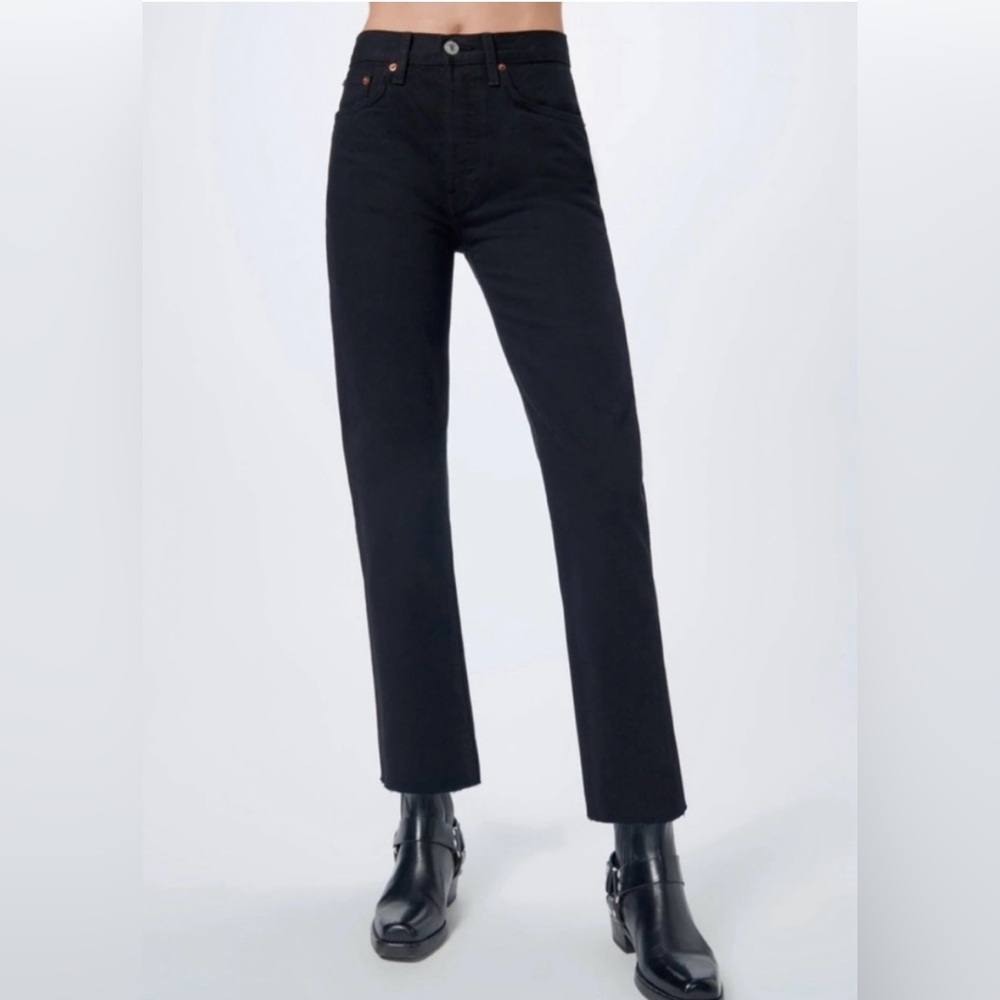 REDONE Originals High Rise Stove Pipe Black Jeans 28